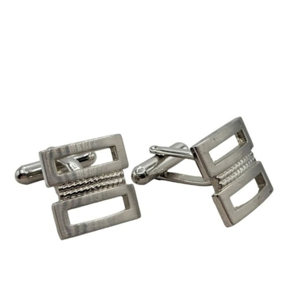 Silvertone Square with Cutout Toggle Cufflinks